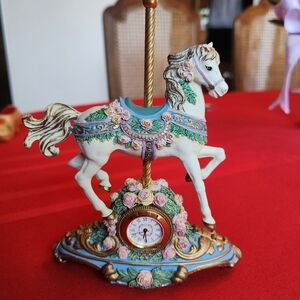 Vintage The Franklin Mint The Carousel Rose Clock Heirloom